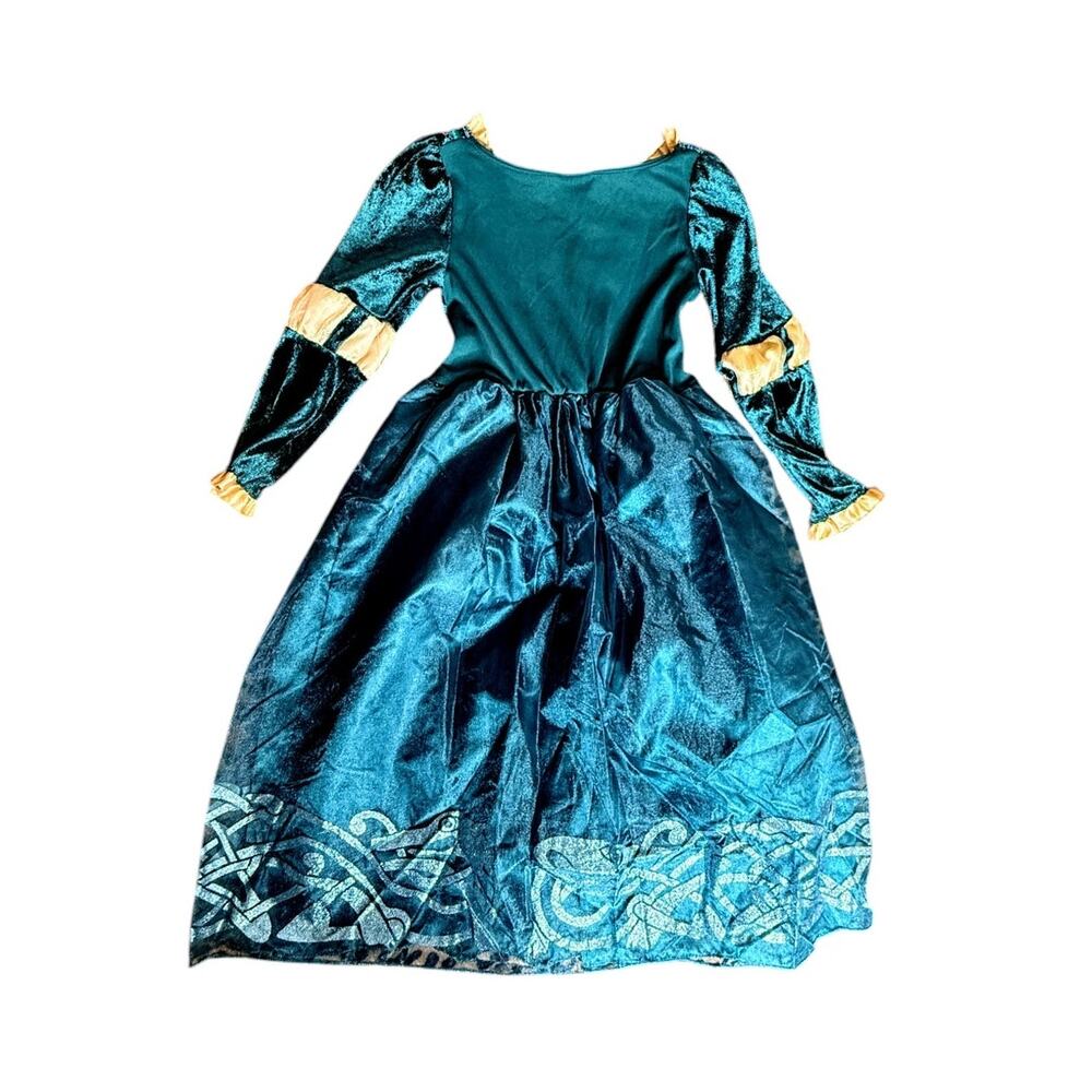 Disney Store Princess Merida Brave Deluxe Costume Dress Teal Gold Girls [S 5-6} - Picture 7 of 10
